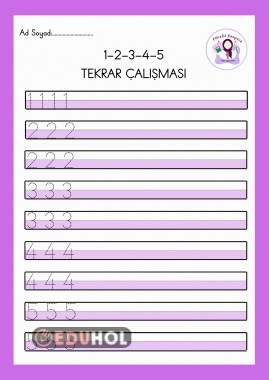 1-2-3-4-5 RakamTekrar Çalışma Sayfası