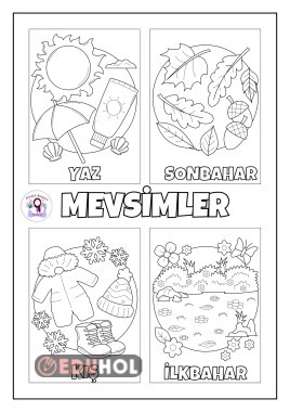 Mevsim Şeridi Boyama Hem Tek A4 Hem Ayrı Ayrı