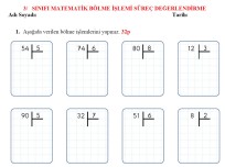 3. SINIF MATEMATİK BÖLME İŞLEMİ SÜREÇ DEĞERLENDİRME