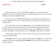 3. SINIF TÜRKÇE 5. TEMA OKUMA SÜREÇ DEĞERLENDİRME