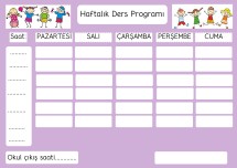 boş ders programı şablonu