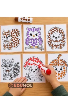 Nokta Boyama (Dot Marker) Şablonları yayında! 🐿️🦉🦔