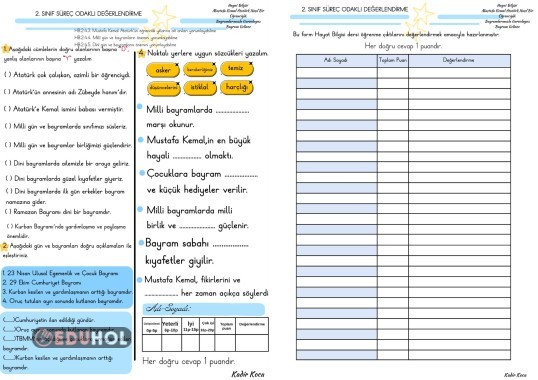 2.sınıf hayat bilgisi süreç odaklı değerlendirme 23-24-25-26