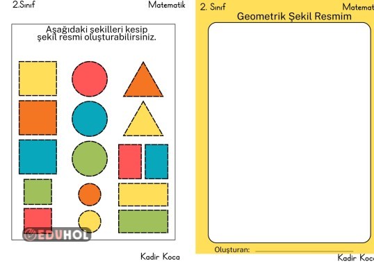 Geometrik şekillerle resim yapıyorum.