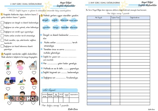Hayat Bilgisi süreç Odaklı Değerlendirme Sağlıklı Alışkanlıklar
