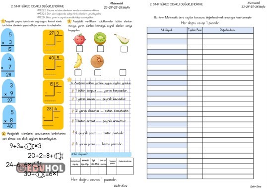 Matematik Süreç Odaklı Değerlendirme 23-24-25-26. Hafta