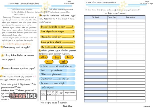 Türkçe Süreç Odaklı Değerlendirme 19-20-21-22. Hafta