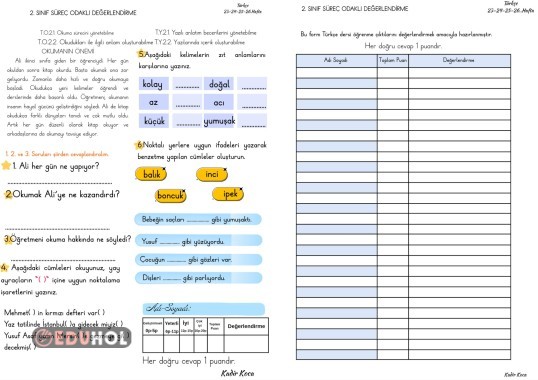 Türkçe Süreç Odaklı Değerlendirme 23-24-25-26. Hafta