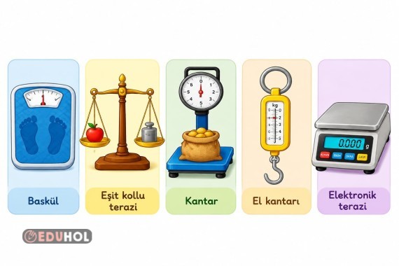 8 li KÜTLE ÖLÇME ARAÇLARI DEFTER İÇİN GÖRSELLER 8 Lİ KES YAPIŞTIR