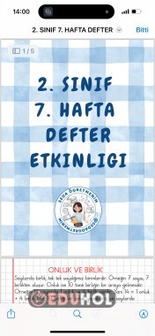 2. SINIF 7. Hafta defter etkinliği