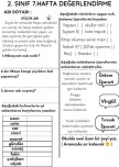 2.SINIF 7. HAFTA DEĞERLENDİRME ÇALIŞMASI