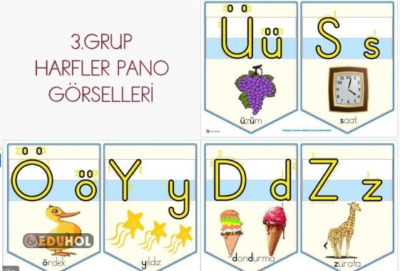 SINIF PANO-DUVARA ASMAK İÇİN HARF KARTLARI 3GRUP(ÜSÖYDZ)