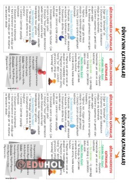 Dünyanın Katmanları yarım sayfa ders notu