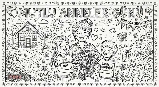 Anneler Günü 12 parça (12 adet A4 boyutunda) pano boyama, grup etkinligi