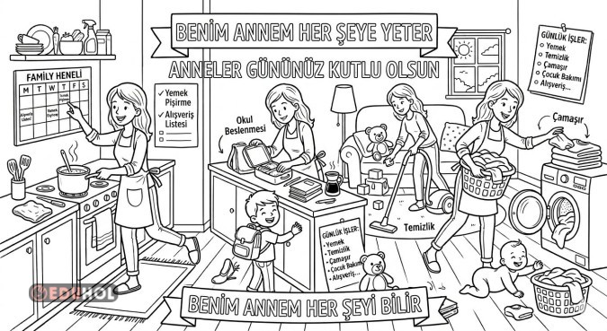 Anneler Günü 12 parça pano, grup çalışması boyama