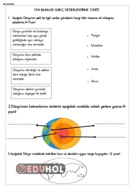 FEN BİLİMLERİ 1.ÜNİTE DEĞERLENDİRME ETKİNLİĞİ