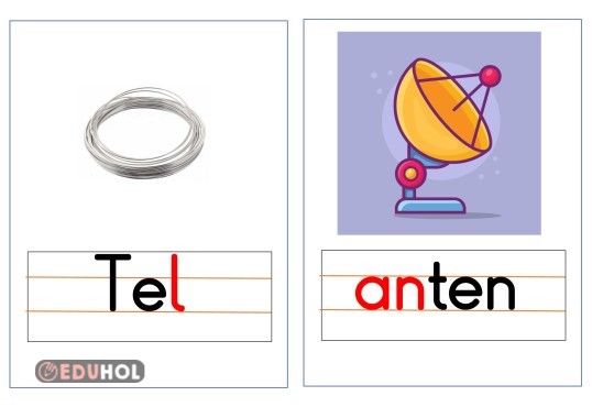 T HARFİ PANO YAPIŞTIRMA (AT-OT-TEL-ANTEN-UMUT-KONUT-ATLET)