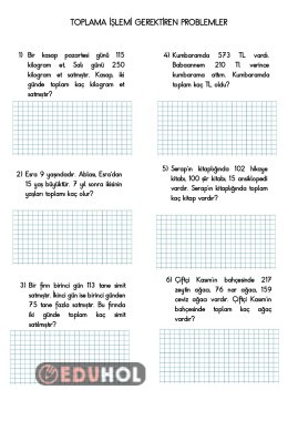 TOPLAMA İŞLEMİ GEREKTİREN PROBLEMLER