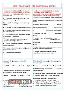 4.Sınıf - İnsan Hakları Adil Davranılmazsa Etkinliği