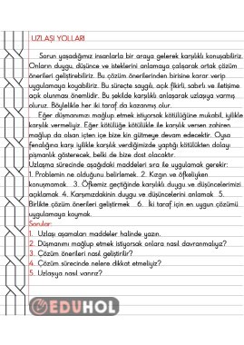 4.Sınıf - İnsan Hakları Uzlaşı Yolları Defter Özeti
