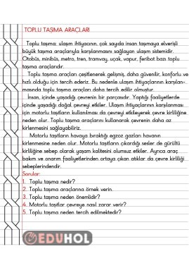 4.Sınıf Trafik Güvenliği Toplu Taşıma Araçları Defter Özeti