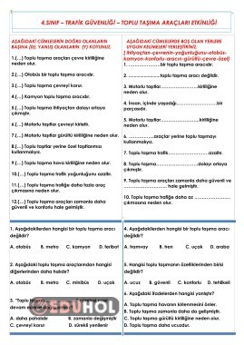 4.Sınıf Trafik Güvenliği Toplu Taşıma Araçları Etkinliği