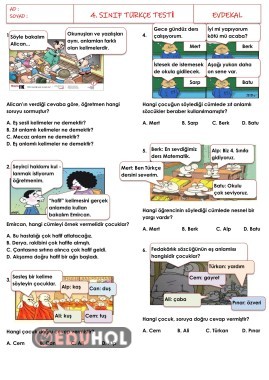 4.Sınıf Türkçe Karikatür Testi-1