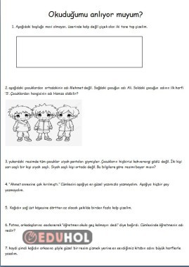 basit yazılı yönerge okuma anlama