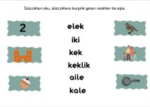 sözcüklere karşılık gelen resimler ile eşleştirme