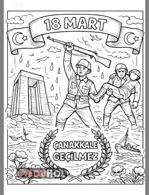 18 Mart- Çanakkale Geçilmez boyama sayfası