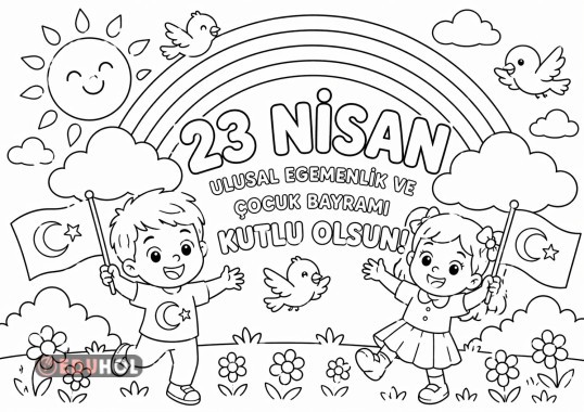 23 Nisan - 6 a4 Büyük boyama sayfası