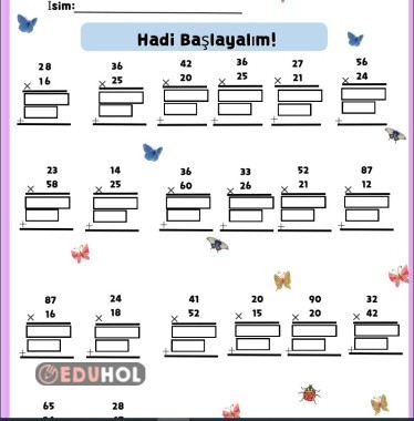 3.sınıf Çarpma ve Bölme İşlemi 2 sayfa