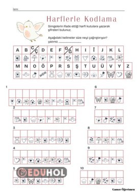 3.sınıf İlkokul grubuna uygun harf kodlama