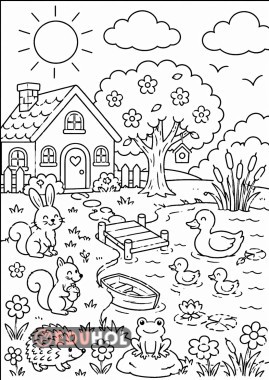 Manzara Hayvan Boyama Sayfası