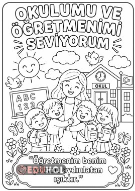 Okul Sevgisi Boyama sayfası