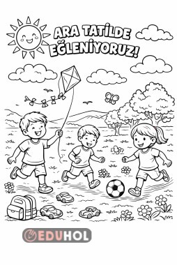 Okula Kısa Bir Mola boyama sayfası- 3 sayfa