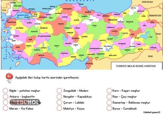 Türkiye Haritası Şehir Bulma