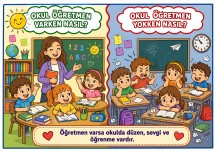 Öğretmen varken-öğretmen yokken boyama sayfası