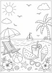 Yaz ayı boyama sayfası- deniz plaj