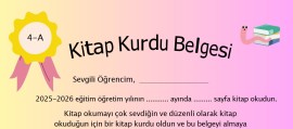 Kız Öğrenci İçin Kitap Kurdu Belgesi