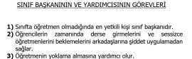 Sınıf Başkanının Görevleri