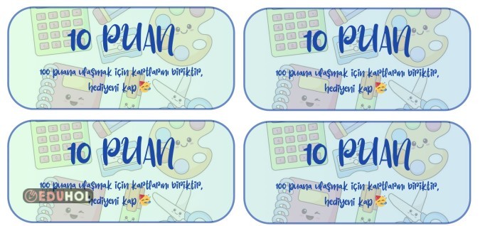 İlkokul puan kartları 10 puan