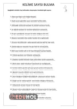 CÜMLEDEKİ KELİME SAYISINI BULMA 1