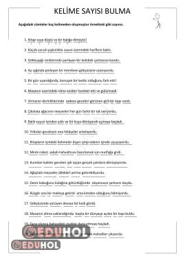 CÜMLEDEKİ KELİME SAYISINI BULMA