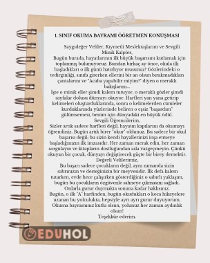 1 sınıf Okuma Bayramı öğretmen konuşması