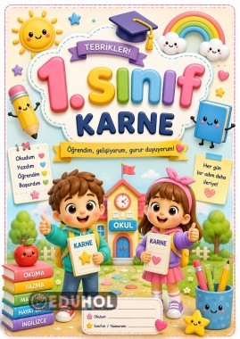 1.sınıflar için karne kapağı