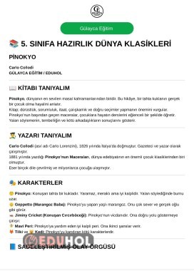 📚 5. SINIFA HAZIRLIK DÜNYA KLASİKLERİ PİNOKYO
