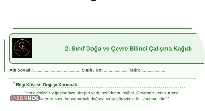 Doğa ve Çevre Bilinci Çalışma Kağıdı