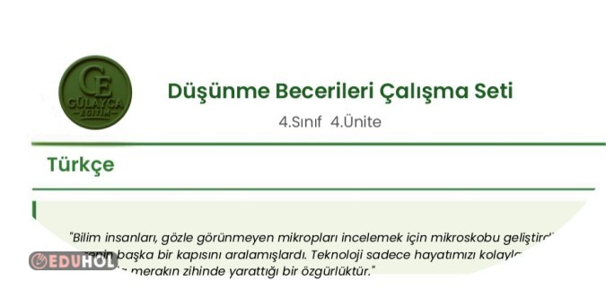 DÜŞÜNME BECERİLERİ ÇALIŞMA SETİ 4.Ünite
