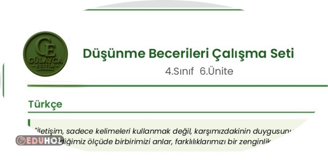 DÜŞÜNME BECERİLERİ ÇALIŞMA  SETİ 6.Ünite